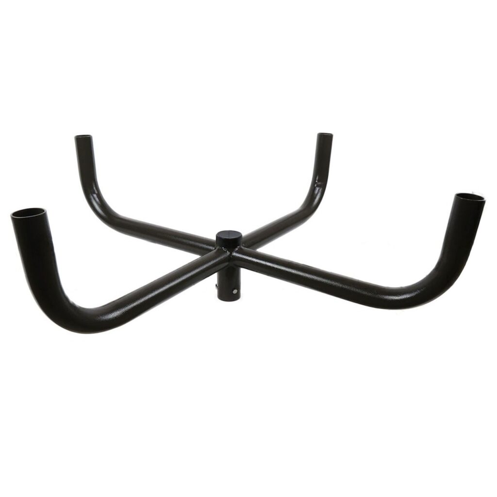 Steel bullhorn bracket with four arms at 90 degrees for commercial light poles