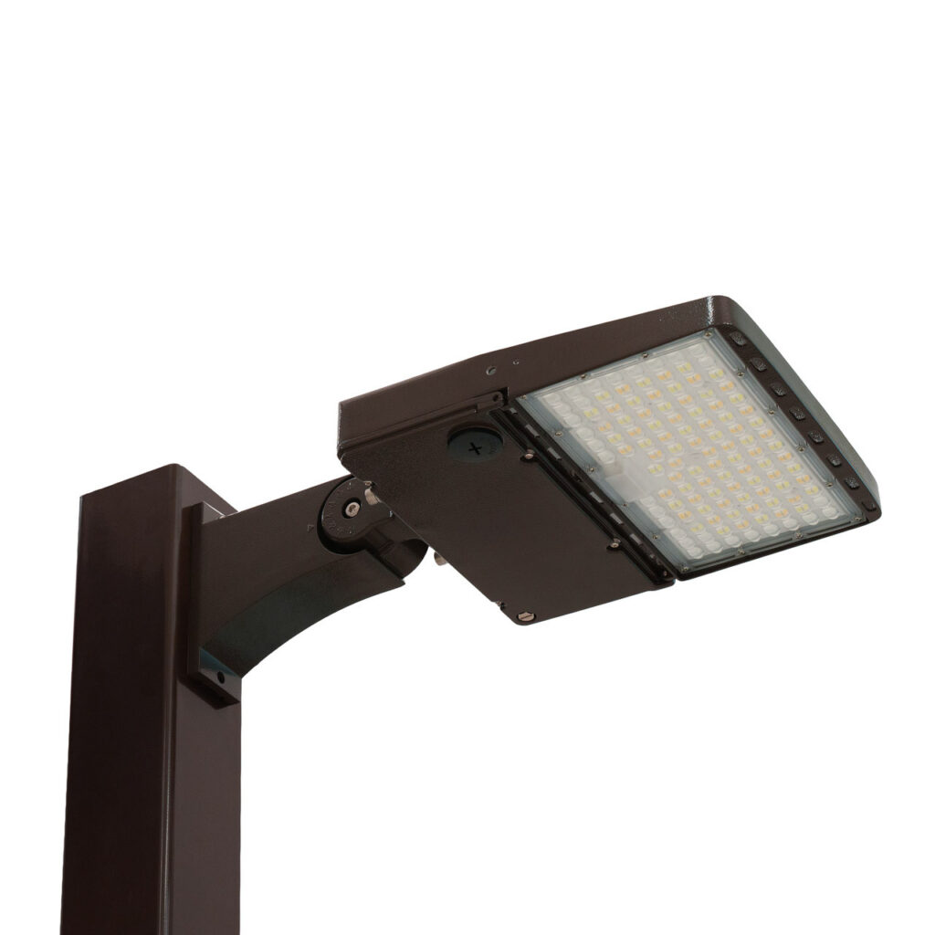 Light Pole Kit with Single LED Area Light, Selectable Wattage 80/100/120/150 & Color Temperature, 10-25 Foot Pole Height