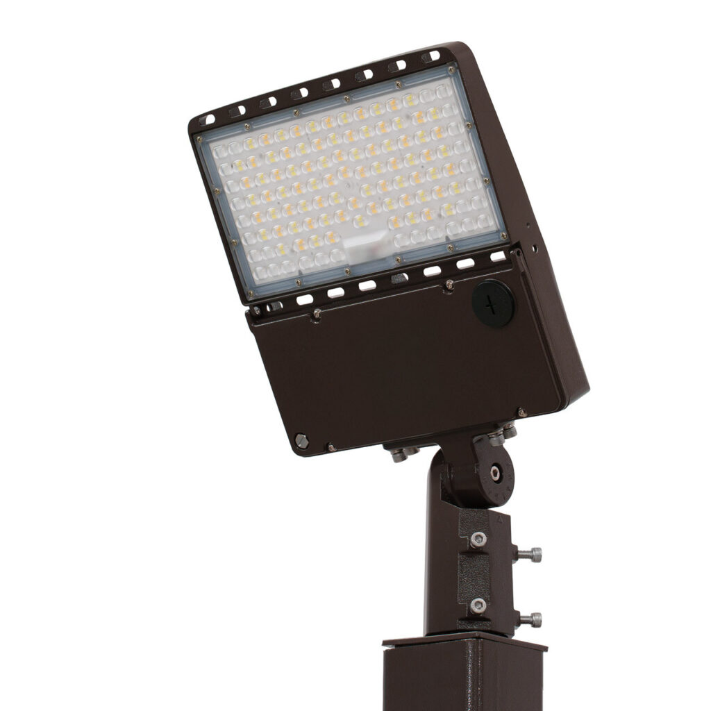 Light Pole Kit with Single Adjustable Area Light, Selectable Wattage 80/100/120/150 & Color Temperature, 10-25 Foot Pole Height Options