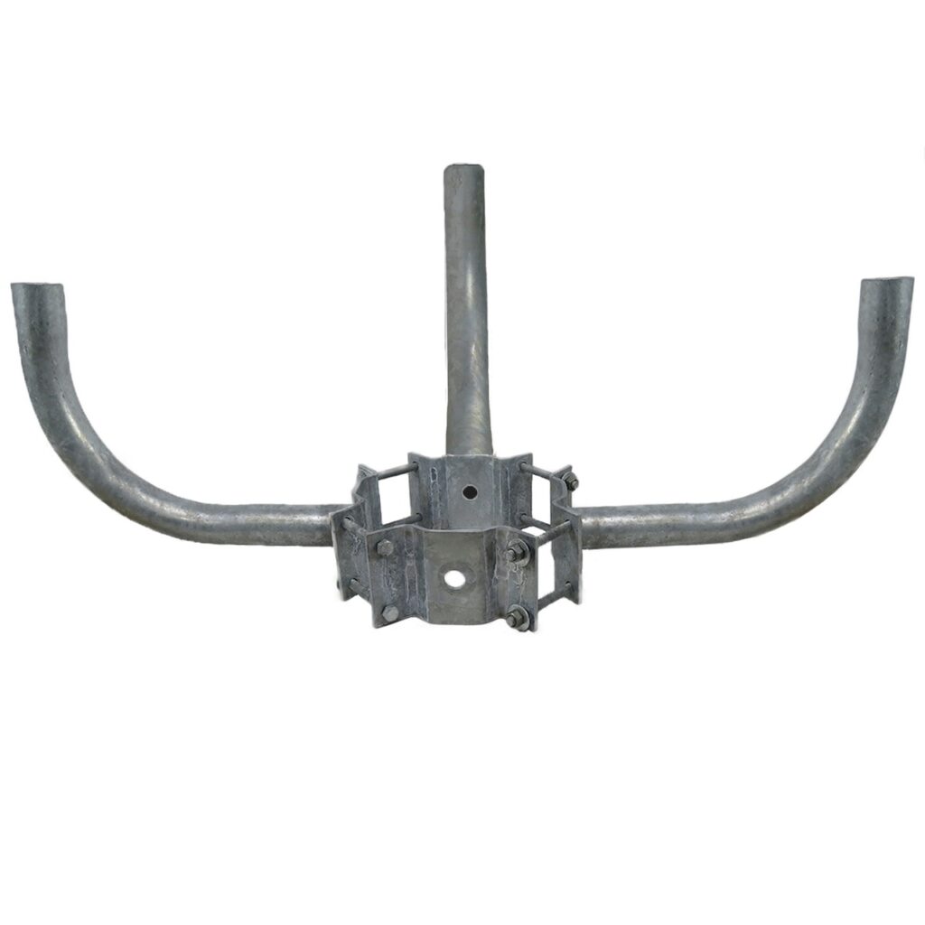 3 Arm Wrap Around Bracket for Wood Poles with 7-10 Inch Diameter, Arms at 90 Degrees