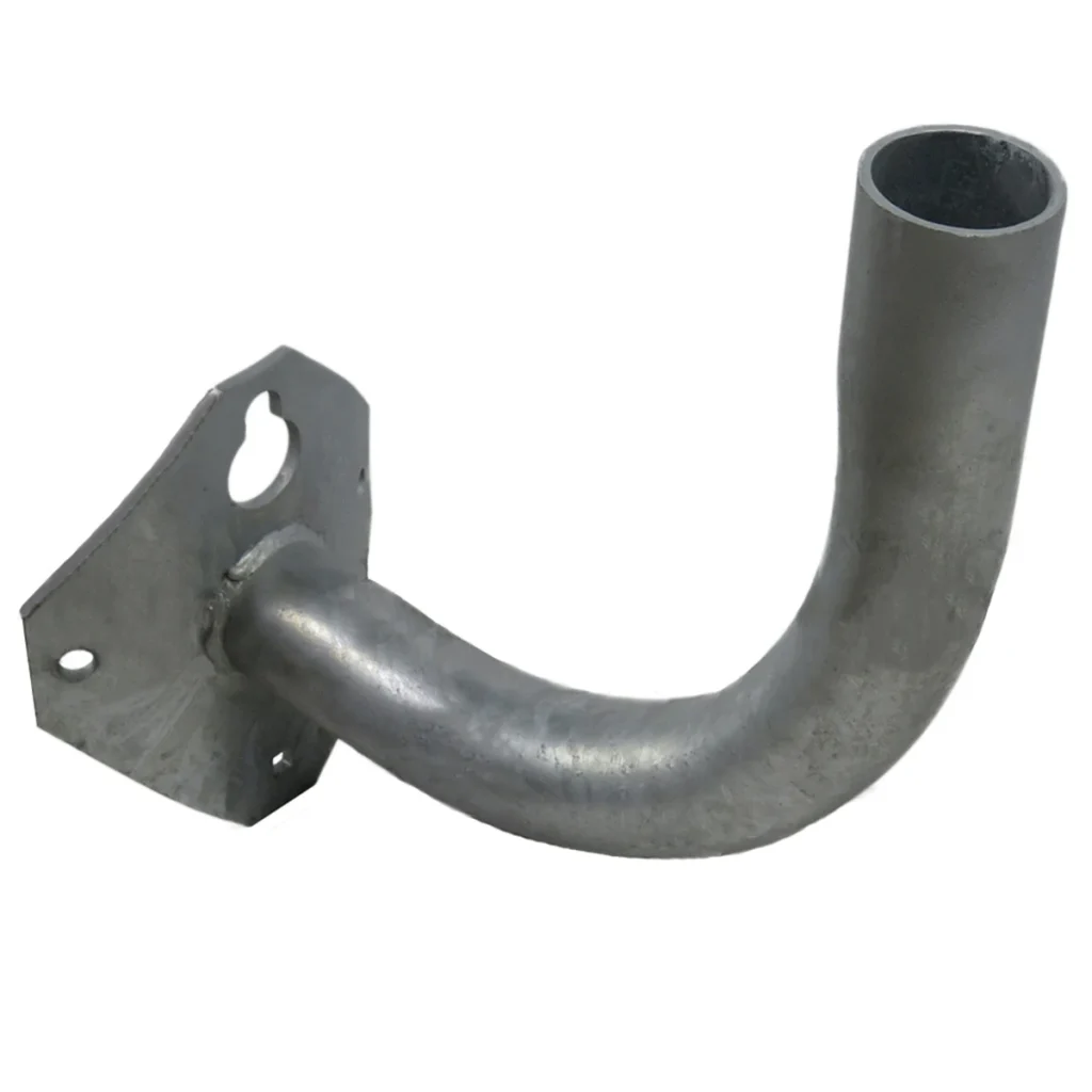 12 Inch Right Angle Bracket for Wood Poles, 2 Inch Diameter Steel Pipe